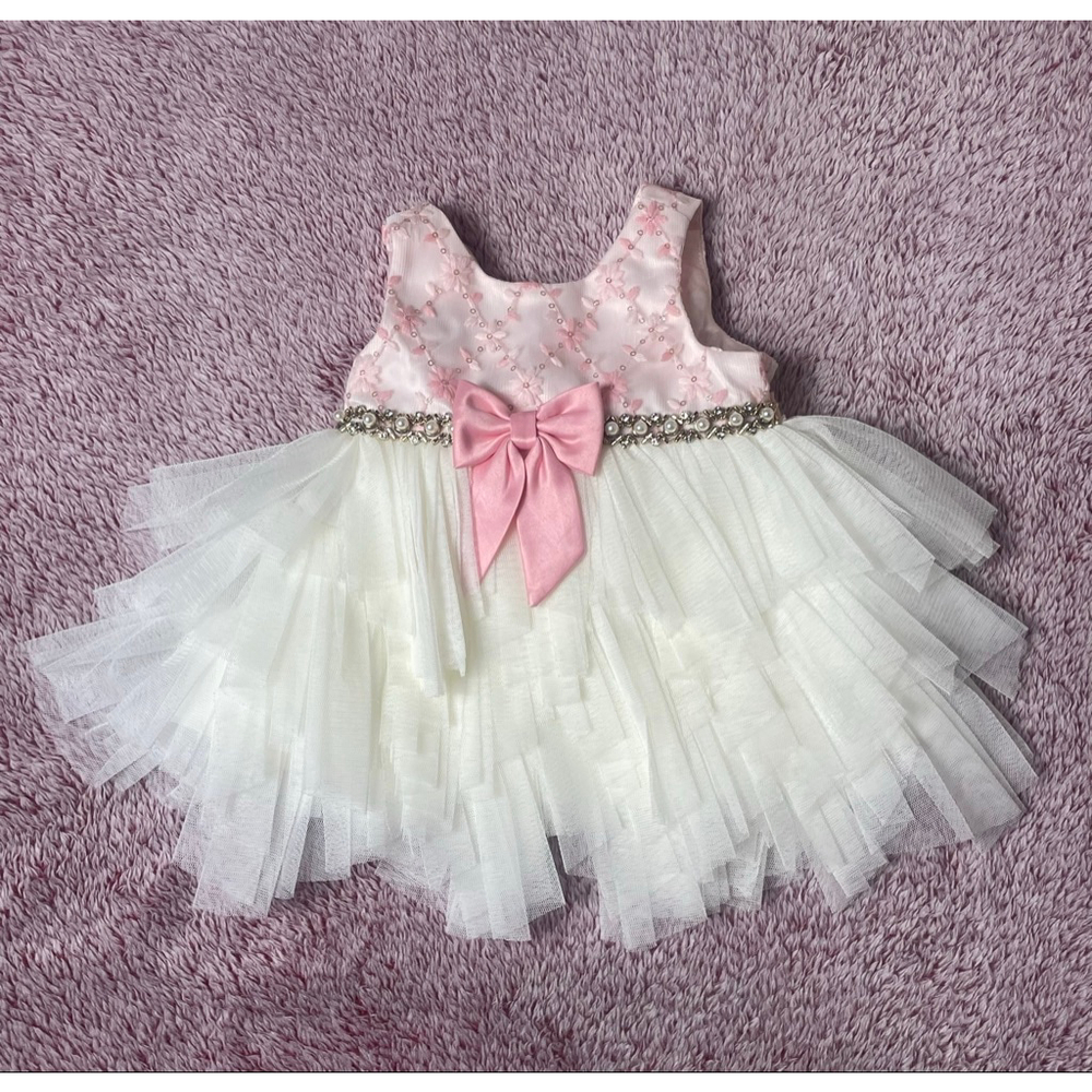 Baby Couture Princess Formal Dress 3 Months White Pink tutu